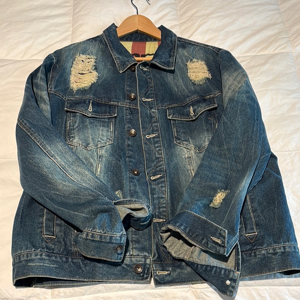Legacy Distressed Denim Jacket - image 1